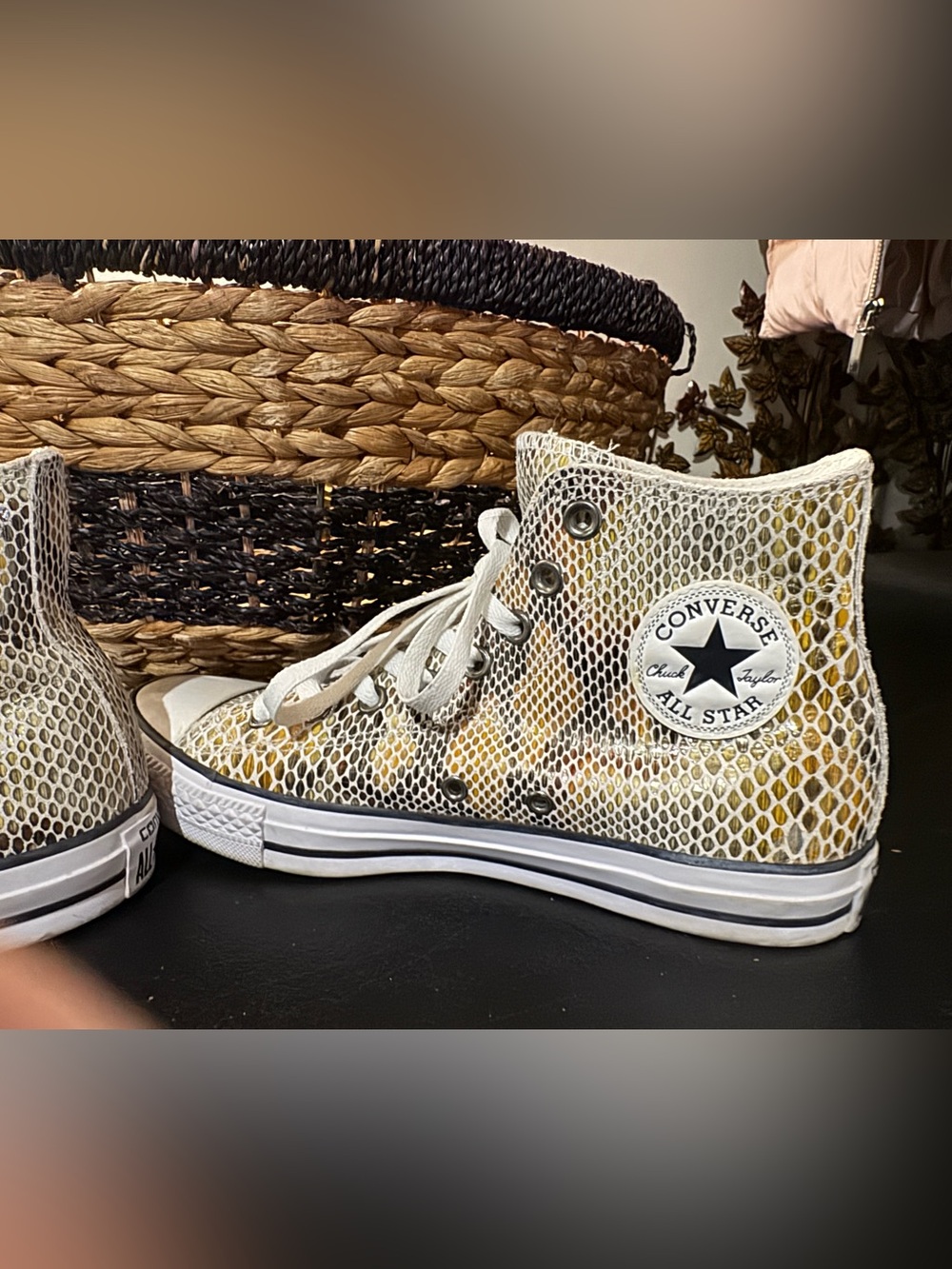 Converse Yellow Snake-Print High-Top Lady’s Sneakers